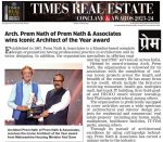TIME REAL ESTATE -AR. PREMNATH WINS ICONIC ARCHITECT OF THE YEAR AWARD